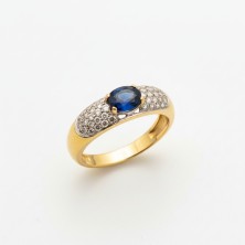 SORTIJA DE ORO DE ZAFIRO CON PAVÉ DE BRILLANTES