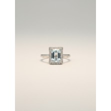 SORTIJAS PLATA CON AGUAMARINA Y DIAMANTES