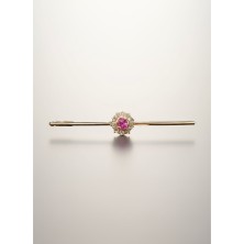 BROCHE BARRETA OA ROSA DE FRANCIA  Y DIAMANTES