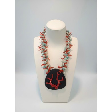 COLLAR CORAL Y EBANO